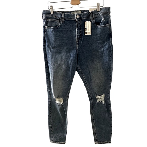 TOPSHOP High Waist Ankle Grazer Ripped Knee Skinny Moto Jamie Jeans Size 14 NWT - Picture 2 of 8